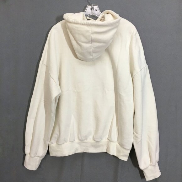 LAB STUDIO Womens Hoodie Size Large Kangaroo Pocket Ivory Fleece Lining - Picture 8 of 15